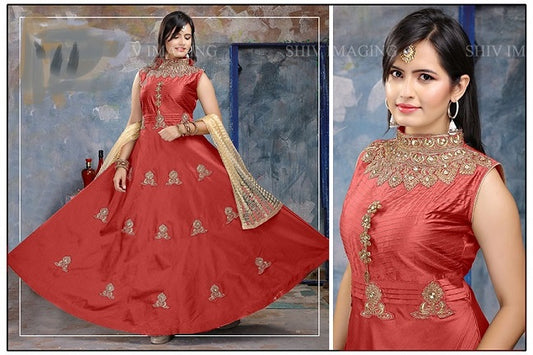 "Radiant Rose: Ethnic Party Wear Gown by Tanu Shop India"