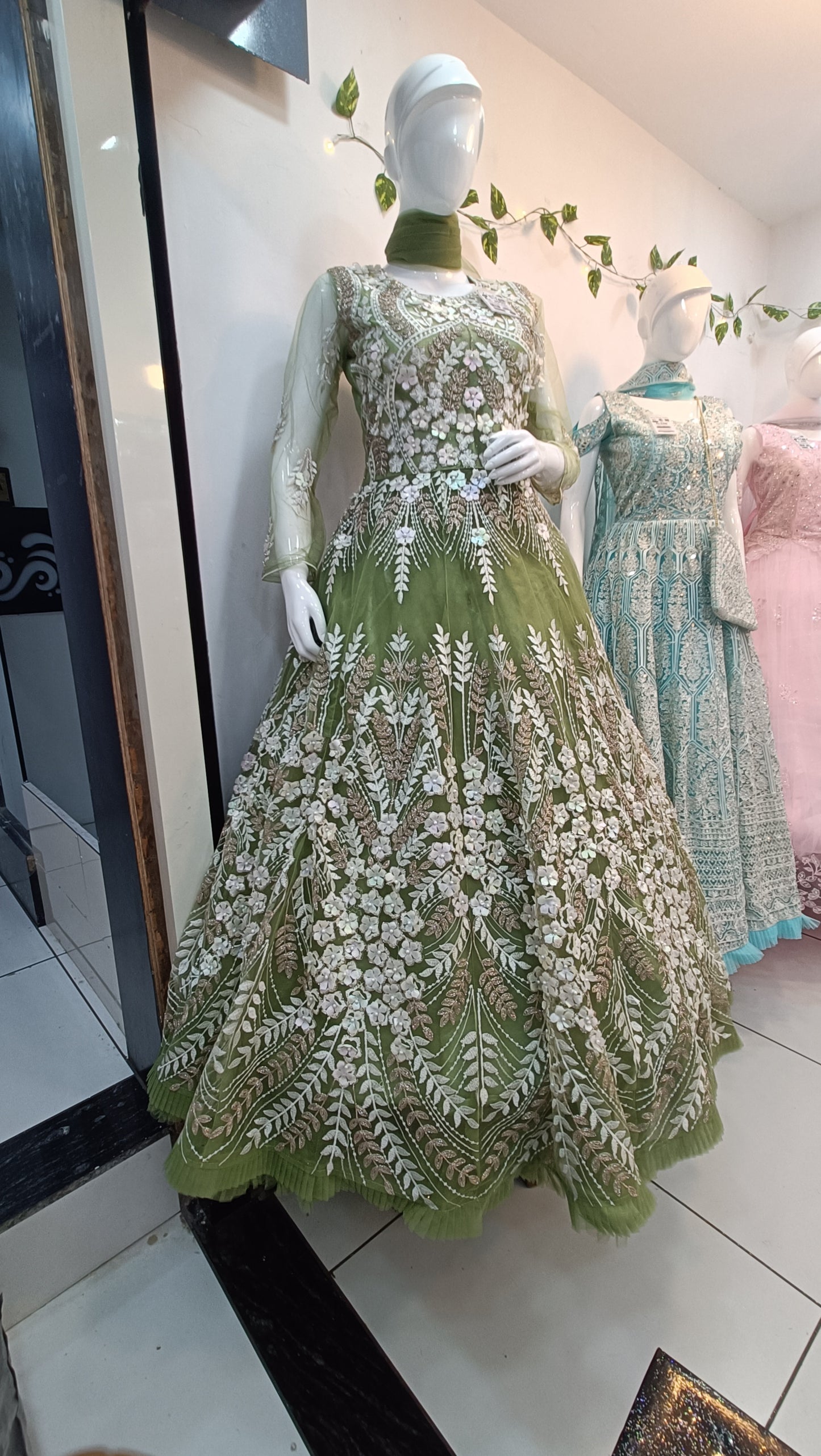 Green Color Women Ethnic Party Wear Gown By Tanu Shop India